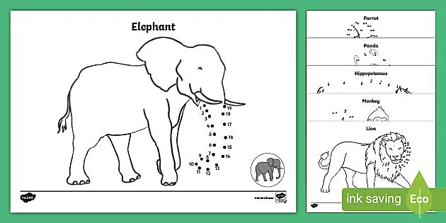 Zoo Animals 1 To Dot To Dot Worksheets