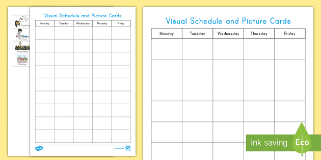 Editable Printable Blank Visual Schedule Template Printable Online