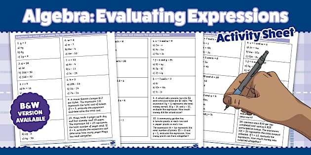 Evaluating Expressions Differentiated Activity Sheet