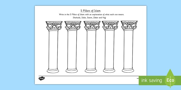 Download Five Pillars of Islam Worksheet - 5 Religious Acts