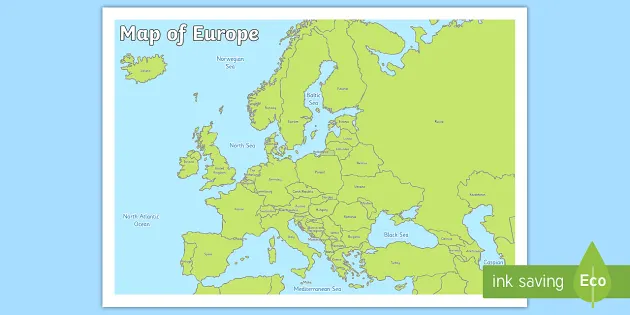 europe blank physical map