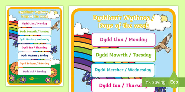 Days of the Week Display Poster English/Welsh (teacher made)