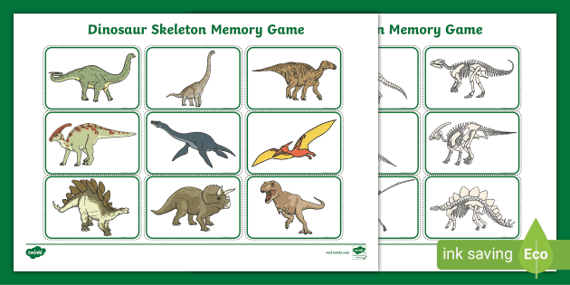 Free Printable Dinosaur Flashcards and Memory Game for Kids