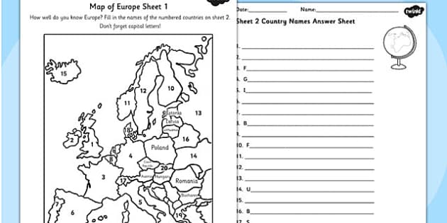 FREE! Name the Europane Country Activity european