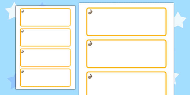 Rabbit Themed Editable Drawer-Peg-Name Labels (Blank)