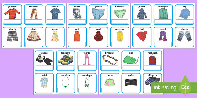 Worksheets in English - summer clothes / clothing by Vari-Lingual
