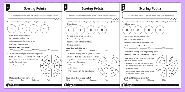 adding and subtracting two digit numbers differentiated worksheets