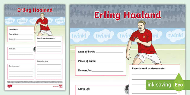 Erling Haaland Fact File Template (teacher made) - Twinkl