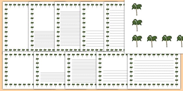 Palm Tree Themed Page Borders (teacher made) - Twinkl