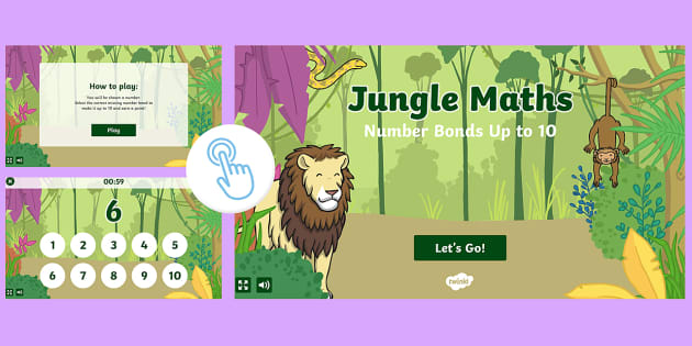 Jungle Maths: Number Bonds up to 10 Game, Twinkl Go, twinkl go