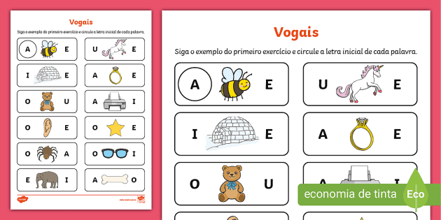 6 a 8 anos vogais alfabetização - Наставна средства