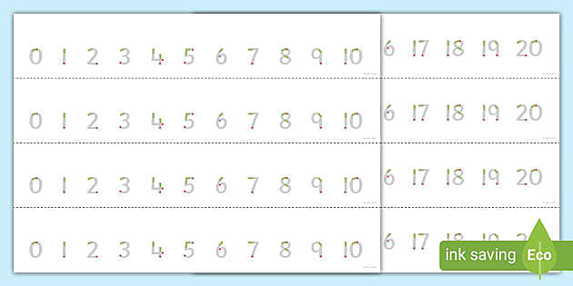 Number Formation Strips 0 to 20 (Teacher-Made) - Twinkl