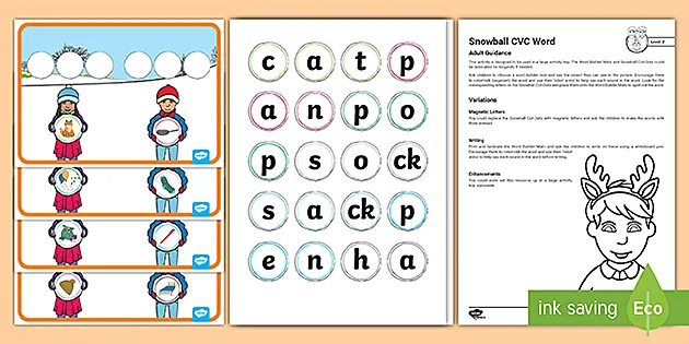 Phonics Level 2 Winter Snowball Cvc Activity Teacher Made