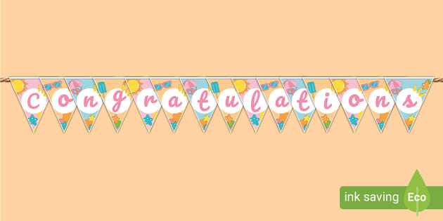 Summer Vibes Themed Congratulations Bunting (Teacher-Made)