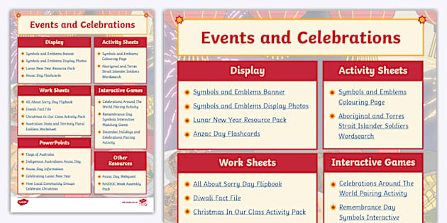 Events and Celebrations HASS Resource Planner (Teacher-Made)