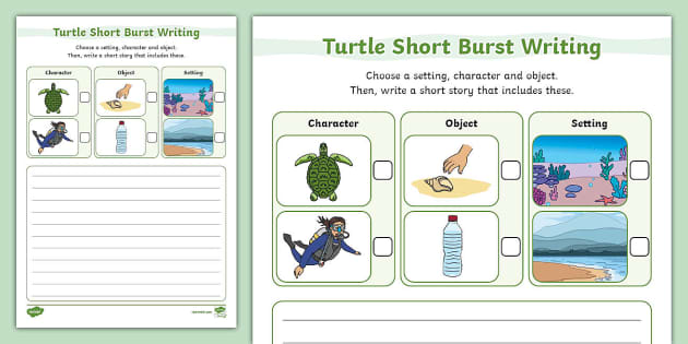 Turtle Short Burst Writing Template (teacher made) - Twinkl