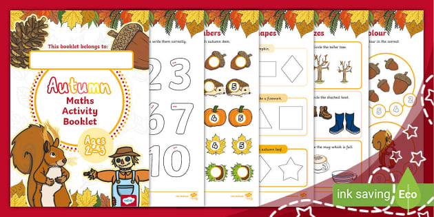 Autumn Maths Activity Booklet for Ages 2-3 (teacher made)