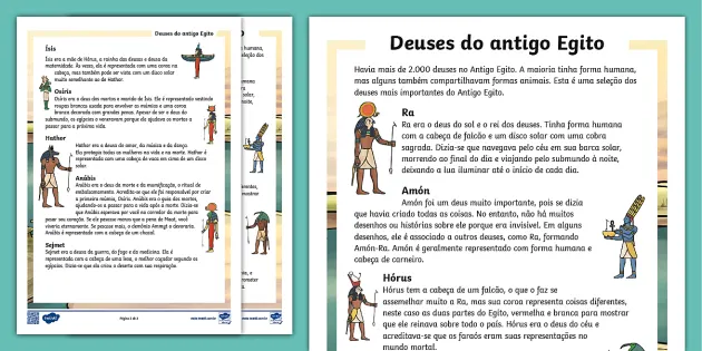 atividades de aula sobre o egito antigo