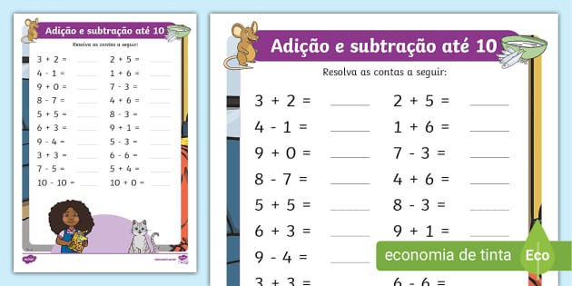 Cálculos simples alfabetização - Recursos de ensino