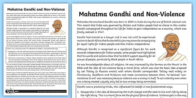 mahatma gandhi and non violence essay