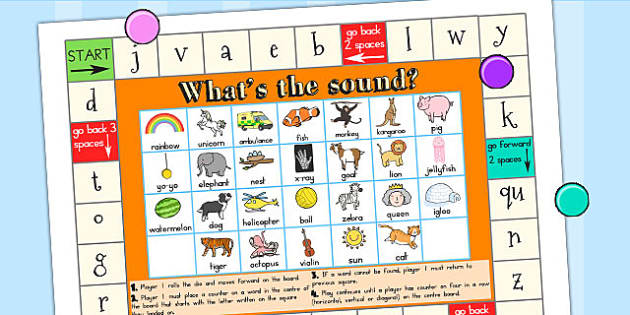 Initial Sounds Board Game A3 - sound, sound games, games, sounds