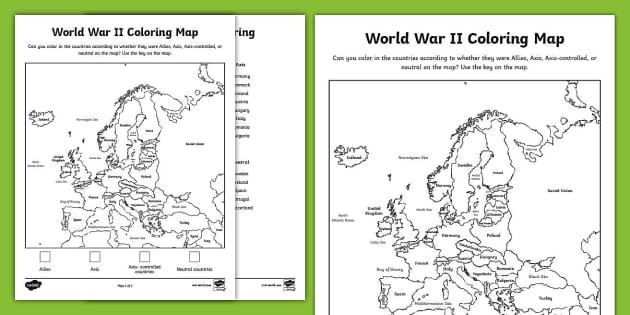 World War II Map Coloring Activity
