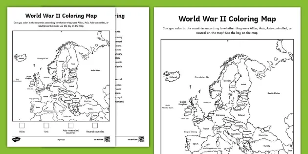 WW2 Countries Map | Coloring Activity | Twinkl USA - Twinkl
