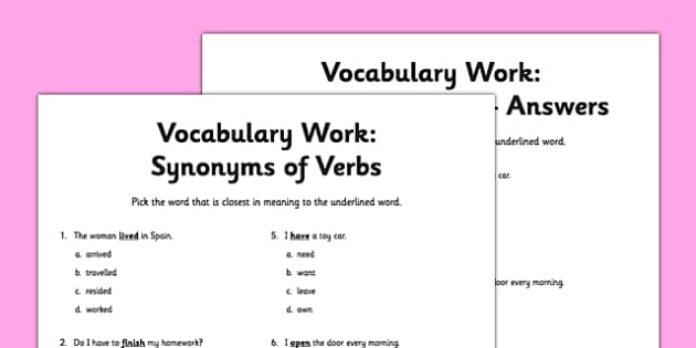 synonym verb assignment