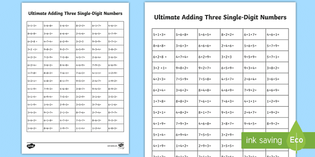 Ks1 Ultimate Adding Three Single Digit Numbers Worksheet Worksheet