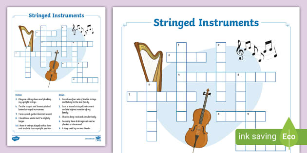 Stringed Instruments Crossword (teacher made) Twinkl