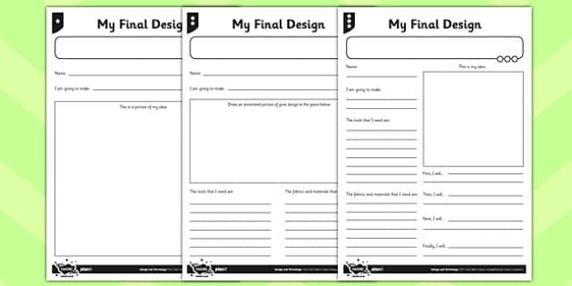 My Final Design D&T Worksheet / Activity Sheet, worksheet