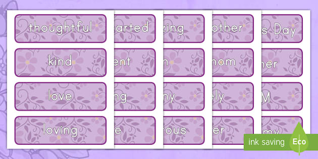 Mother's Day Word Cards (Hecho por educadores)