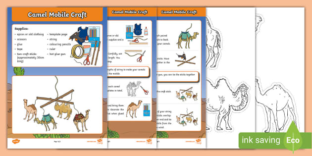 Camel Mobile Craft (teacher made) - Twinkl