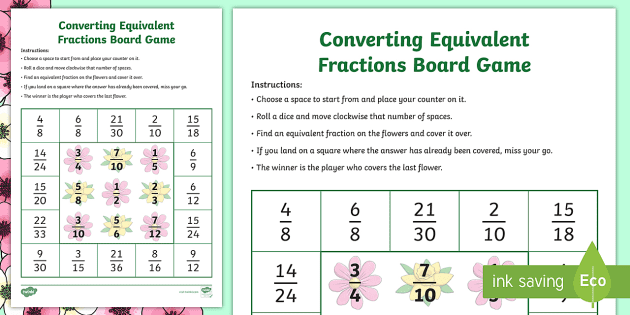 Spring-Themed Equivalent Fractions Board Game Spring-Themed Equivalent Fractions Board Game