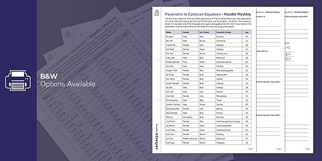 Parametric Equations Murder Mystery A Level Maths