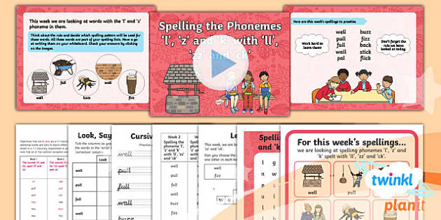 PlanIt Y1 Term 1A W2: 'll' 'zz' And 'ck' Spelling Pack