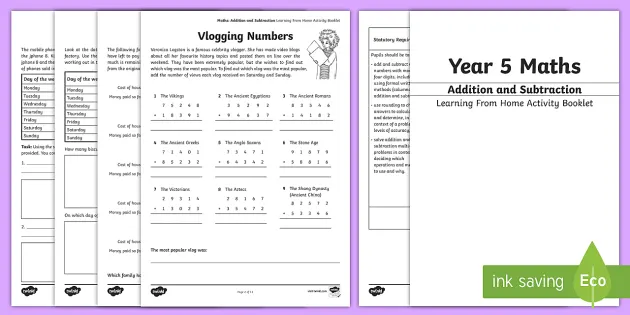 Year 5 Maths: Addition And Subtraction Working From Home Activity Booklet