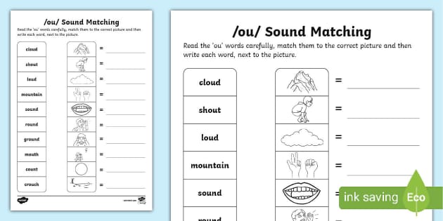 'ou' Sound Matching Activity Sheet (teacher made) - Twinkl