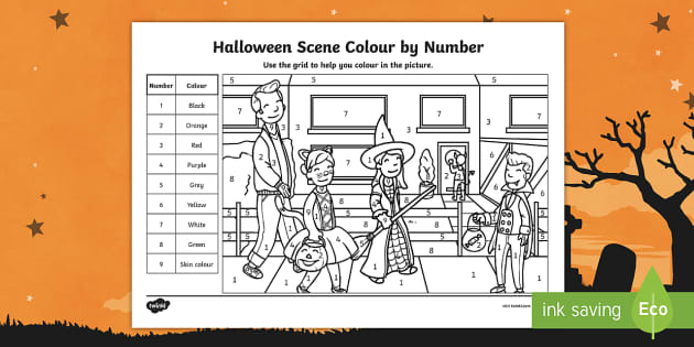 Halloween Scene Colour By Number Activity (teacher Made)