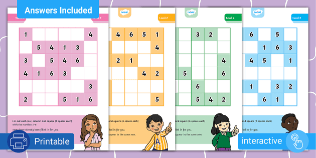 Year 6 Sudoku 6 x 6 Worksheet (teacher made) - Twinkl