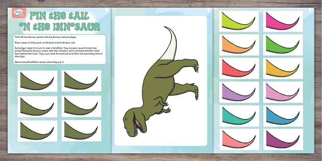 Pin the Tail on the Dinosaur Printable Birthday Party Game 