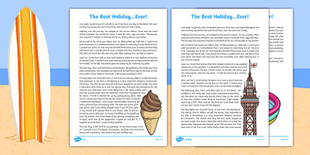 Holiday Recount Writing Example KS2 (teacher Made) - Twinkl