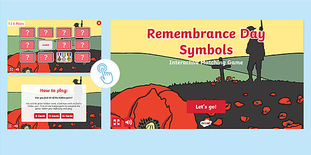 Remembrance Day Symbols Interactive Matching Game - Twinkl