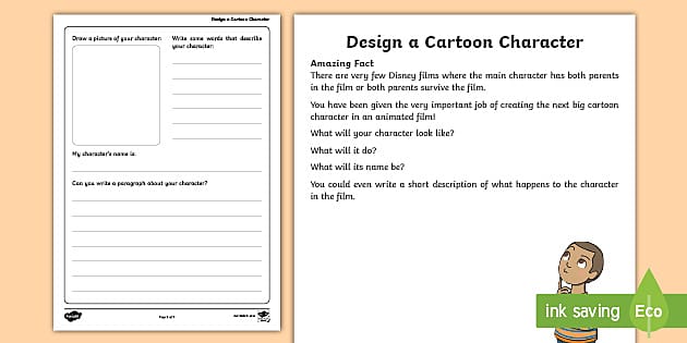 Cartoon Worksheet - Design a Cartoon Character - F-2