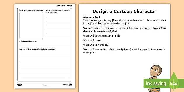 cartoon worksheet design a cartoon character f 2