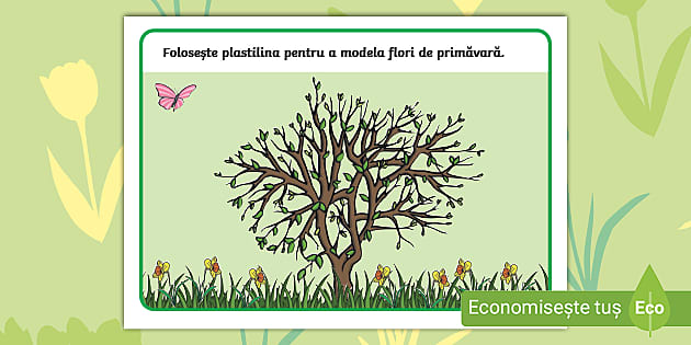 Copac de primăvară – Planșă pentru modelaj cu plastilină