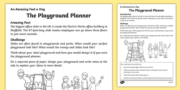 The Playground Planner Worksheet / Worksheet, worksheet