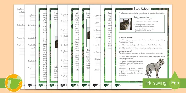 Comprensión lector de atención a la diversidad: Los lobos