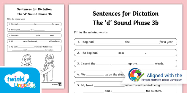 Linguistic Phonics Phase 3b 'd' Sound Dictation Sentences Activity