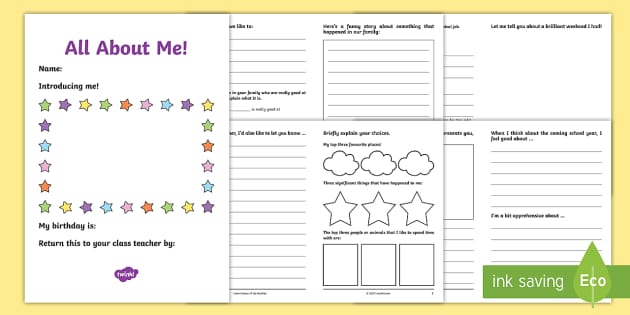 All About Me Transition Booklet Teacher Made